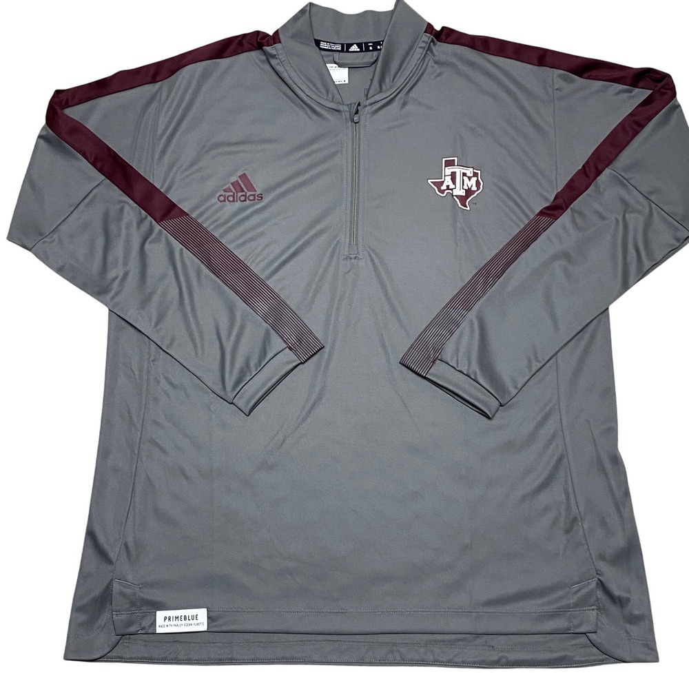 Adidas‎ $75 Texas A and M Aggies Unisex 1/4 Zip Pullover Gray Maroon Xl NWT